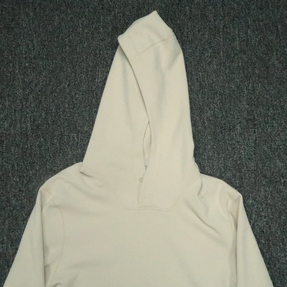 Lululemon Hoodie Men Medium Natural Ivory Shift Stitch Snap Pullover Long Sleeve